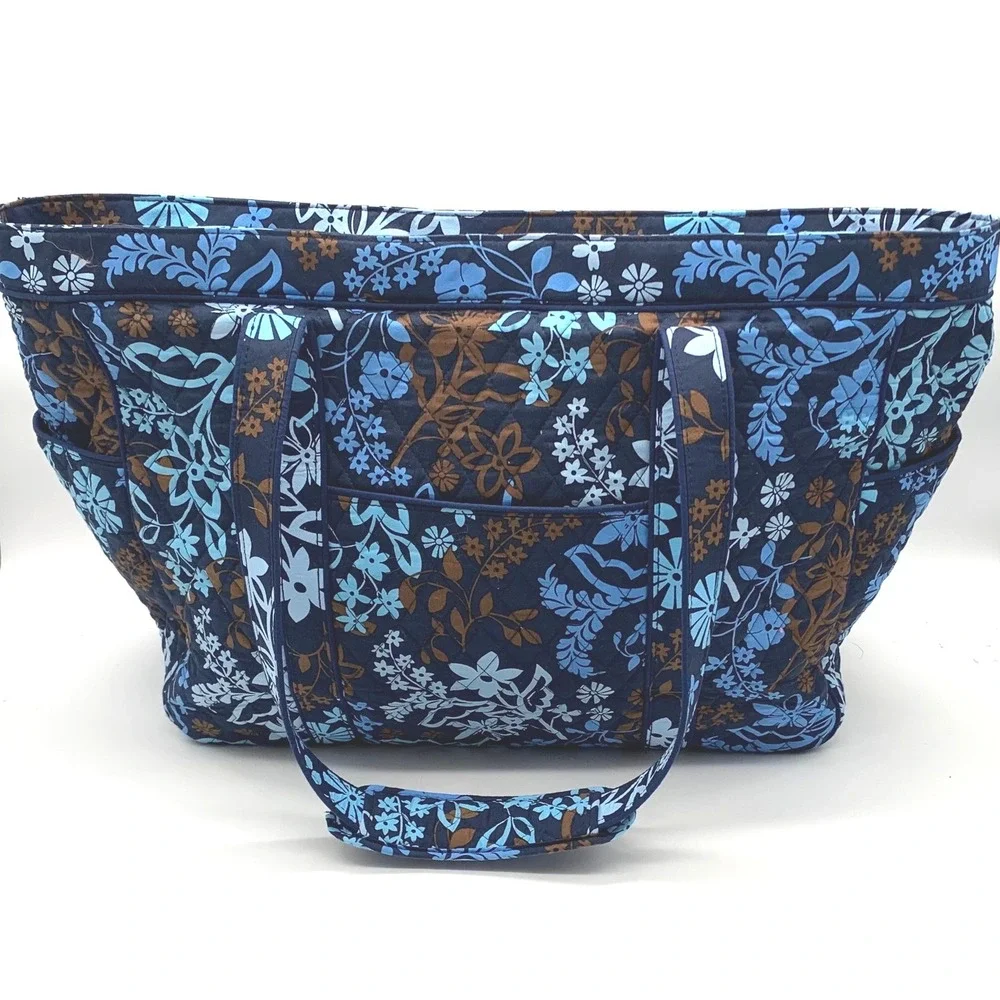 Vera Bradley Get Carried Away Tote Beach Bag Midnight Blues Quilted Retired XL